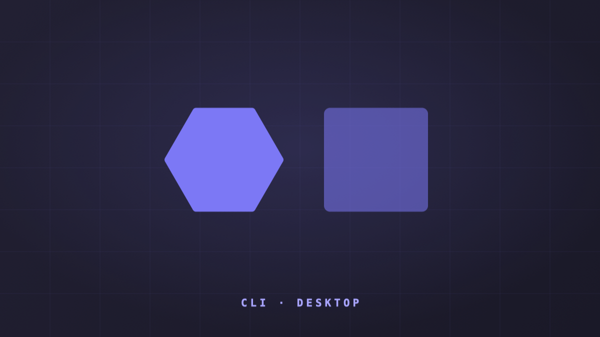 A hexagon and a square on Galileo14's violet background